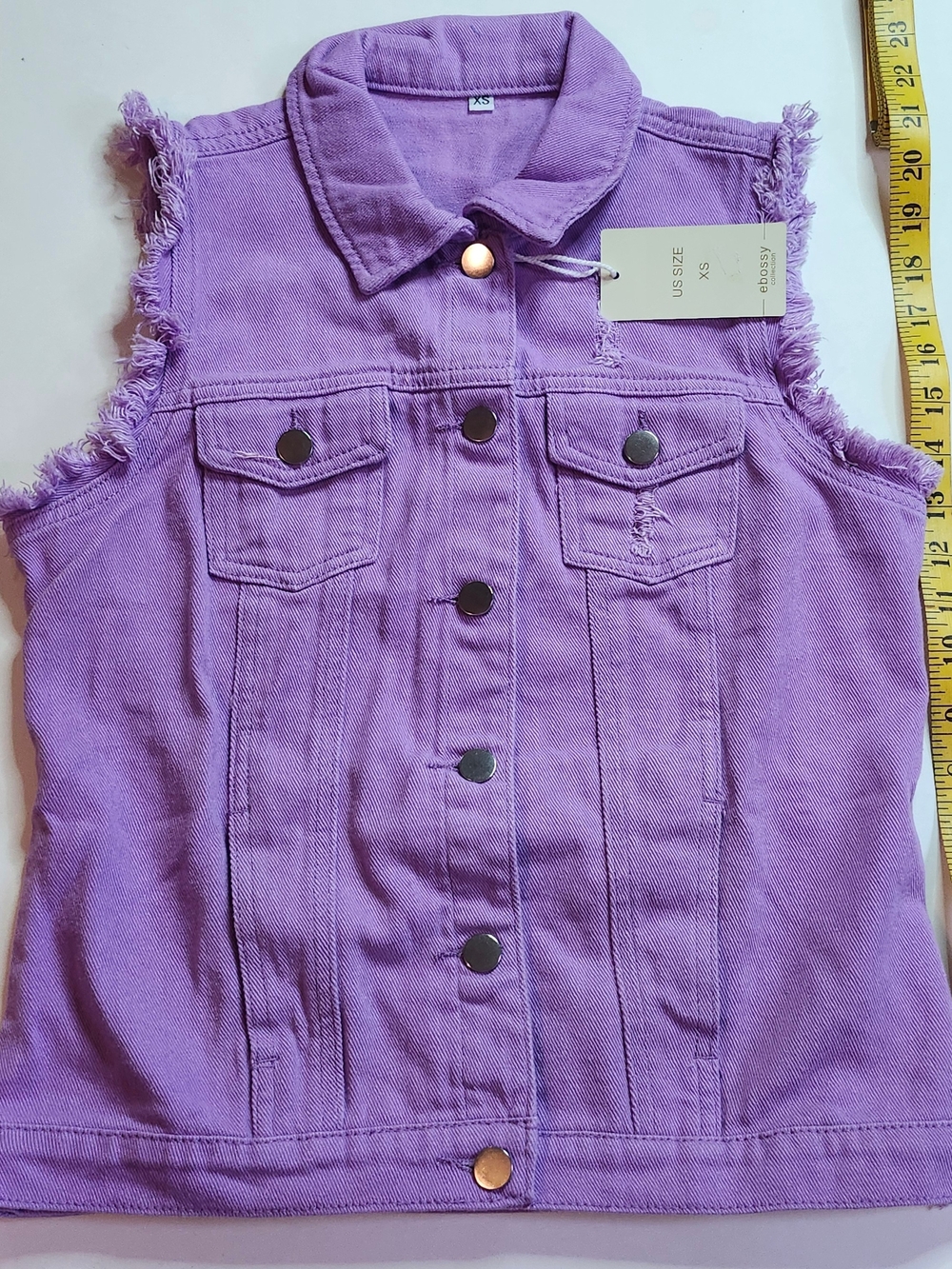 Lavender Frayed Denim Vest